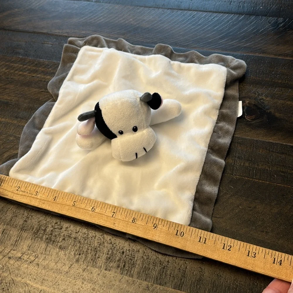 Baberoo Cow bull  Security Blanket Baby Lovey Plush White Gray Black